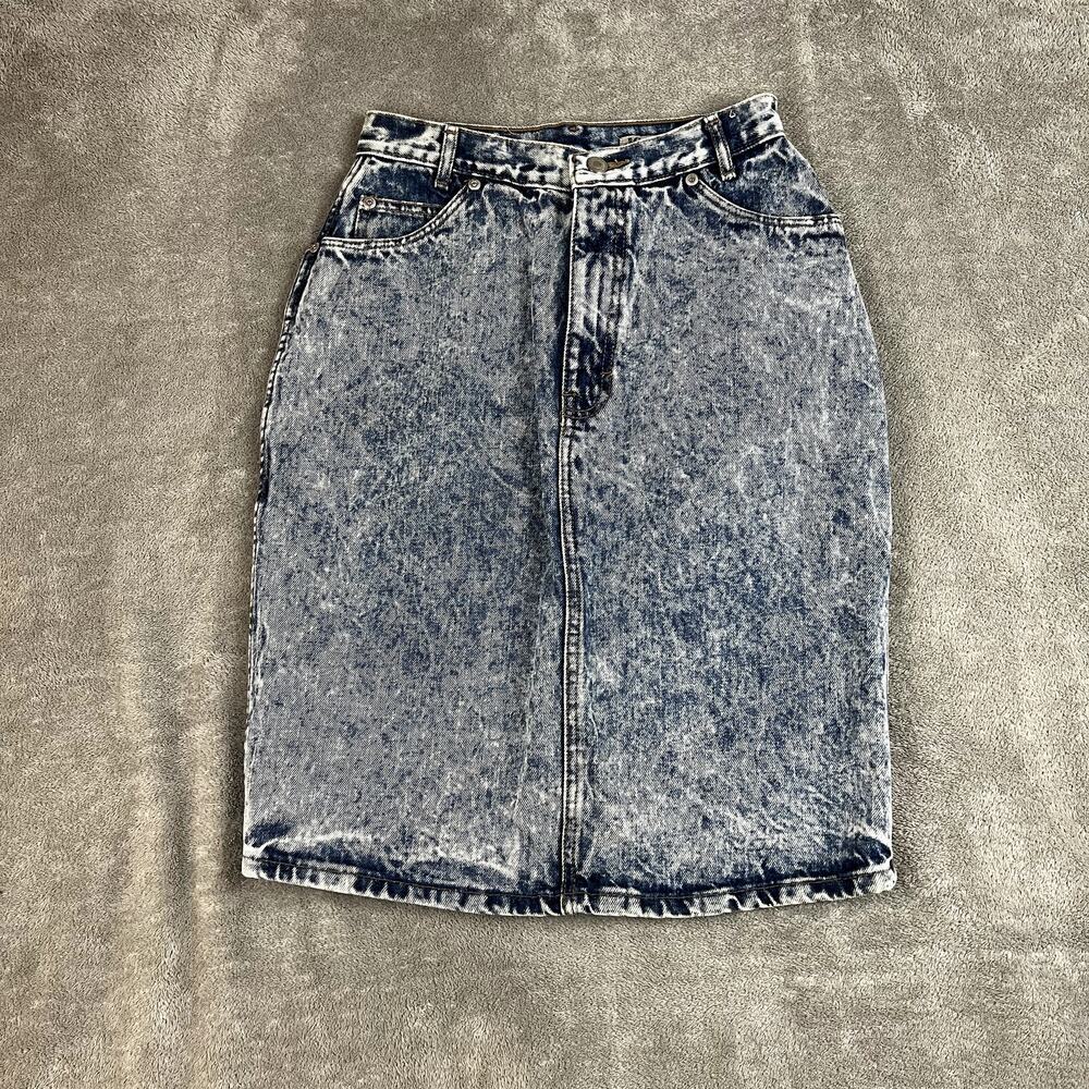 Vintage Jordache Denim Pencil Skirt Womens 25 Acid Wash Made in USA - Picture 1 of 9